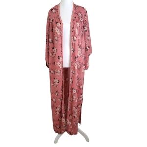 Angie Floral Pink Long Boho Kimono . Size S